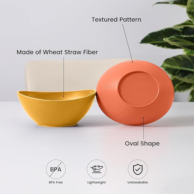 Wheat Straw Bowl Reusable Bowls Set 26 OZ, Unbreakable Cereal Bowl 4 Pack, Bowls for Kitchen, Microwave Safe Bowls, Serving Bowls Set for Cereal, Salad, Oatmeal, Soup (Matte Multi)