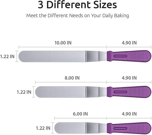 U-Taste 18/0 Stainless Steel Icing Spatula with PP Plastic Handle, and Upgraded Measuring Cups and Spoons Set of 10 with Reinforced Welded Handle (Purple)