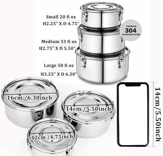 Premium Stainless Steel Food Storage Containers 304 Grade The Original Leak-Proof, Airtight, Smell-Proof - Perfect For Camping Trips, Lunches, Leftovers, Soups, Salads