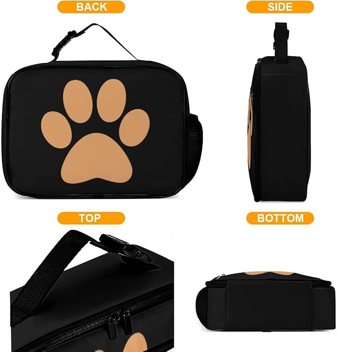 Paw Print Reusable Lunch Box Insulated Lunch Bag Cooler Bag Lunchbox Meal Food Container Tote Bag for Women Kids Girls Boy School Camping Hiking Picnic Beach Travel