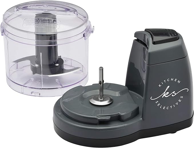Mini Chopper by Select Brands - Mini Electric Food Chopper for Kitchen Appliances - Features Dishwasher-Safe Parts - Chops, Minces & Dices - 1 1/2 Cups, Dark Gray