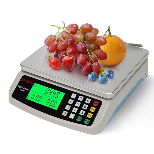 Commercial Food Scale 40KG Large Digital Kitchen Scale Baking Cooking Bread Meat Weight Price Computing Scale Stainless Steel Parts and Coins Counting Scale for Deli Stores Tare Function