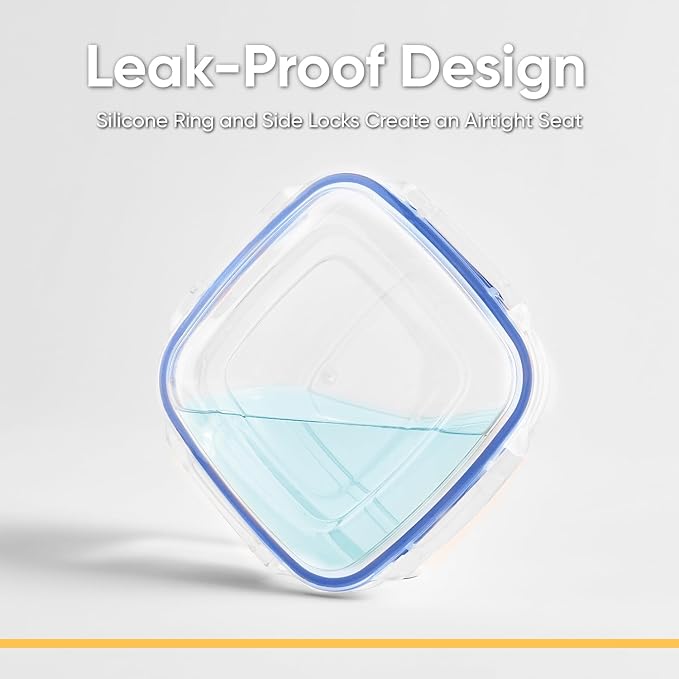 Superio Plastic Food Storage Containers with airtight Lid for Pantry, 2 Pack, Fridge- 80 Oz- BPA Free, Leakproof Sealed Container- Microwave, Dishwasher and Freezer Safe, Clear (Clear)