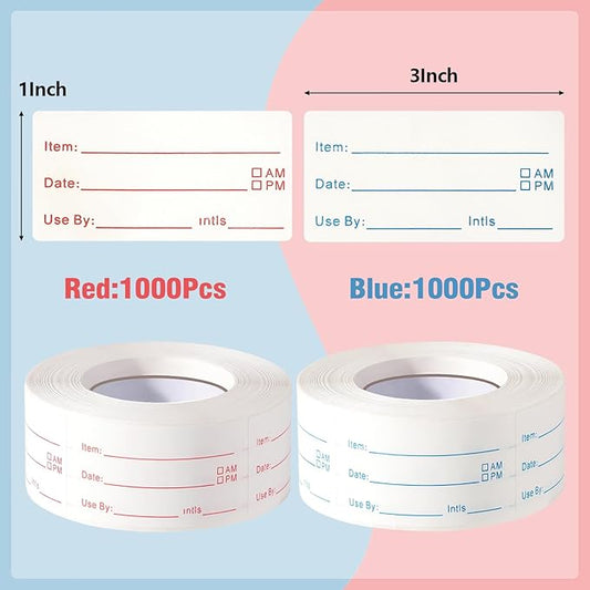 4 Rolls 2000 Pieces Removable Freezer Labels, 1 x 2 Inch Food Date Stickers Food Date Labels Refrigerator Food Labels for Food Containers, Easy to Write On