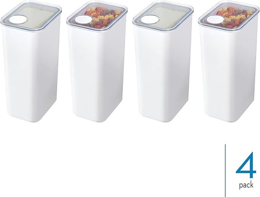 iDesign Extra Large Airtight Kitchen Canister with Removable Pour Cap - Set of 4 - White