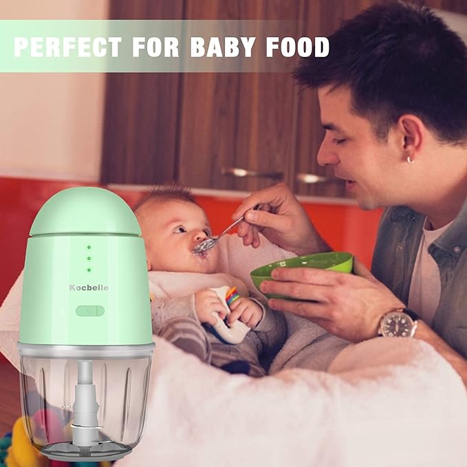 Food Processor - Cordless Mini Food Processor & Portable Small Food Chopper for Vegetables Fruit Salad Onion Garlic,Kitchen,1.3Cup 10 0z,150 Watts,Glass Container Dishwasher Safe (Green)