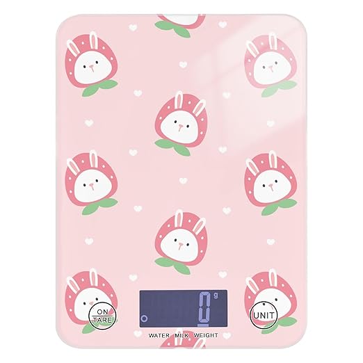 Food Scale Kitchen Scale Food Scales Digital Weight Grams and Ounces Small Electronic Food Scale for Baking Cooking Pink Bunny