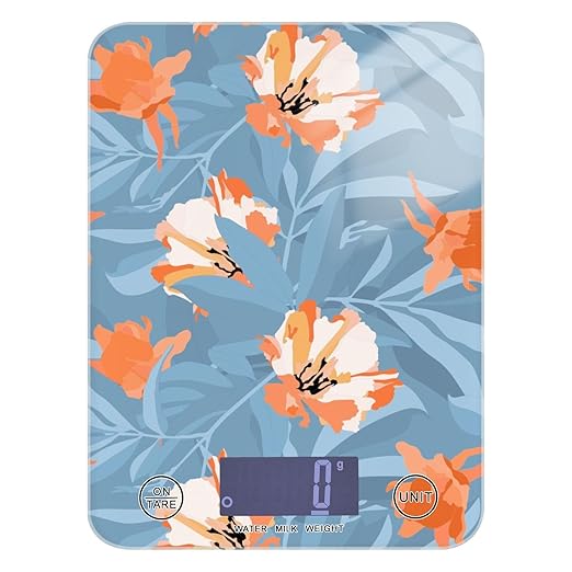 Food Scale Kitchen Scale Food Scales Digital Weight Grams and Ounces Small Electronic Food Scale for Baking Cooking Flowers Blue