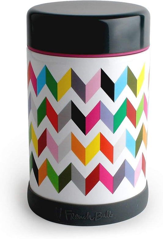 French Bull Stainless Steel Leak Proof Hot Lunch Thermos Vacuum Insulated Food Soup Jar Container, Easy Grip Lid, 16oz, Ziggy (71135)