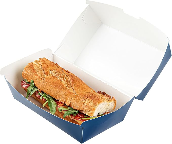 Restaurantware Bio Tek 6.7 x 3.5 x 3.5 Inch Clamshell Food Containers 100 Disposable Sandwich Containers - Hinged Lid Tab-Lock Closure Frenchie Paper Hot Dog Containers Greaseproof