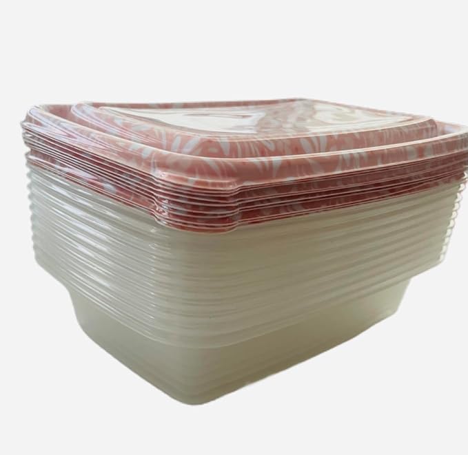 COOK WITH COLOR 20 PIECE PLASTIC RECTANGULAR FOOD CONTAINERS, 10 LIDS & 10 CONTAINERS CAPACITY 33.8 OZ (1L) 9 X 6 X 2 (Flowers)