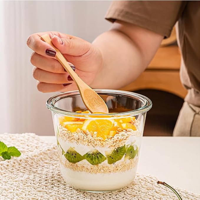 24 Oz Glass Food Storage Container, 3 Cup Glass Soup Container with Airtight Lids, Round Meal Prep Containers, Leakproof Soup Storage Container, DishwasherMicrowave & Freezer Safe (4 Pack)