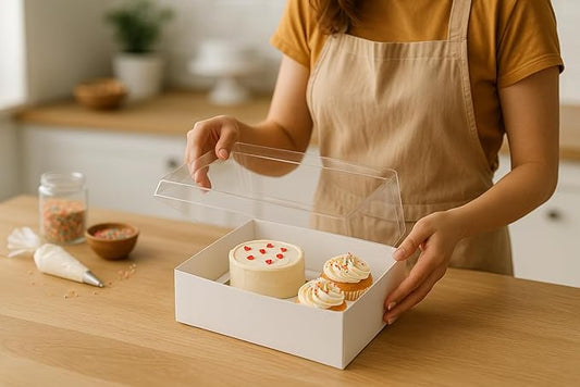 Sweet Degrees 10 pack Cake and 2 Cupcakes Bento Box | transparent and clear Dessert Storage Container with Lid | Portable Box for Cakes & Cupcakes, Treats | BPA-Free | Great for Birthdays & Parties