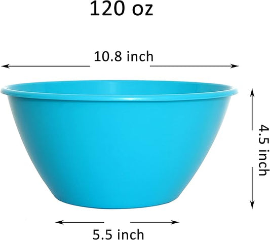 Youngever 11 inch 120 Ounce Plastic Mixing and Serving Bowls, Large Popcorn Bowls, Salad Bowls, Chip and Dip Serving Bowls, Set of 9 (Rainbow)
