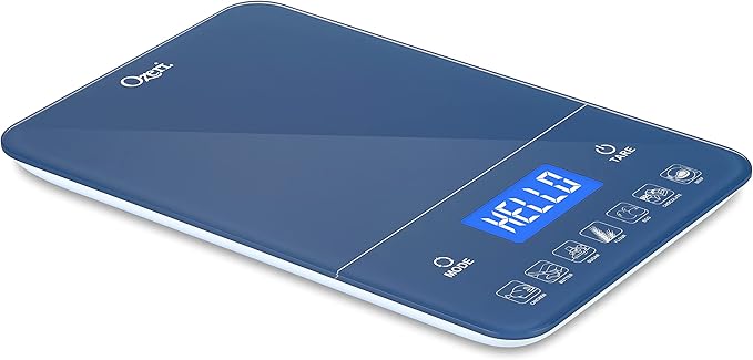 Ozeri Touch III Digital Kitchen Scale with Calorie Counter, 22 lbs (10 kg), Classic Blue