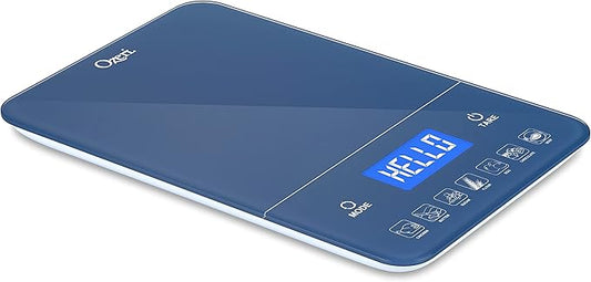 Ozeri Touch III Digital Kitchen Scale with Calorie Counter, 22 lbs (10 kg), Classic Blue