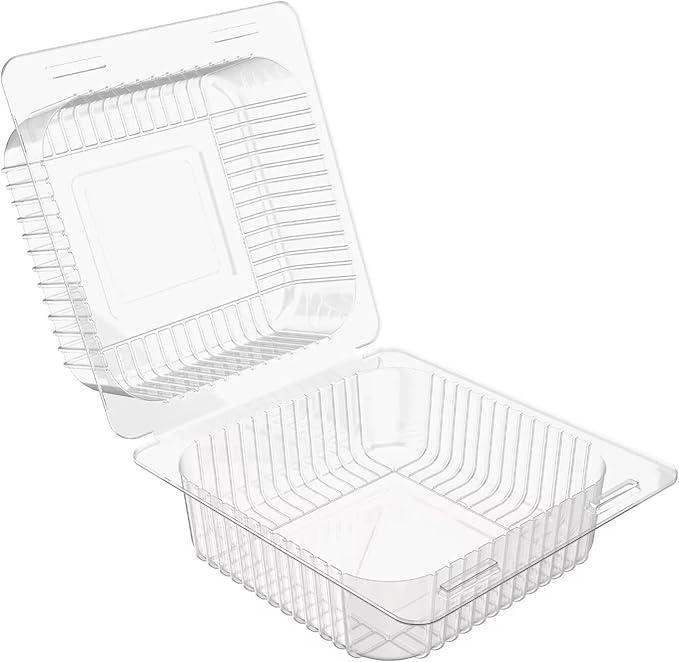Axe Sickle 300 Count Clear Plastic Hinged Take Out Containers Clamshell Takeout Tray Food Clamshell Containers Outside Diameter 5.3 x 4.7 inch for Dessert, Snacksetc, Cakes Slice, Cookies, Salads