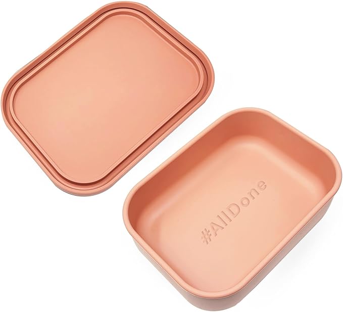 Perfect Portion 3-Pack Silicone Bento Boxes - Leakproof, Single-Compartment Lunch Containers, BPA-Free, Dishwasher, Oven & Fridge Safe, Dry Erase Marker Friendly - Tan, Pink, Orange
