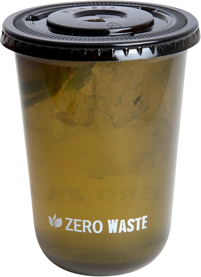 LIDS ONLY: Zero Waste 3.5 x 3.5 Inch Plastic Lids, 100 Disposable Flat Lids - Cups Sold Separately, Commercially Compostable, Black PLA Plastic Lids, Fits 12,16, And 24 Ounce Cups - Restaurantware