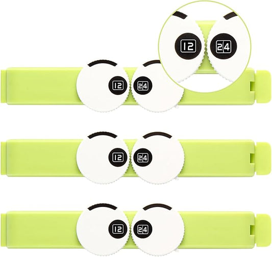 Chip Clips Holder for Food Packaging; Food Bag Holder with Shelf Life Tracker, Green 3PCS for Food, Kitchen, Home use Bag Clips for Food