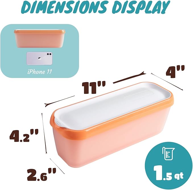 Premium Ice Cream Containers (2 Pack - 1.5 Quart Each) Reusable Freezer Storage Tubs with Lids for Ice Cream, Sorbet and Gelato!