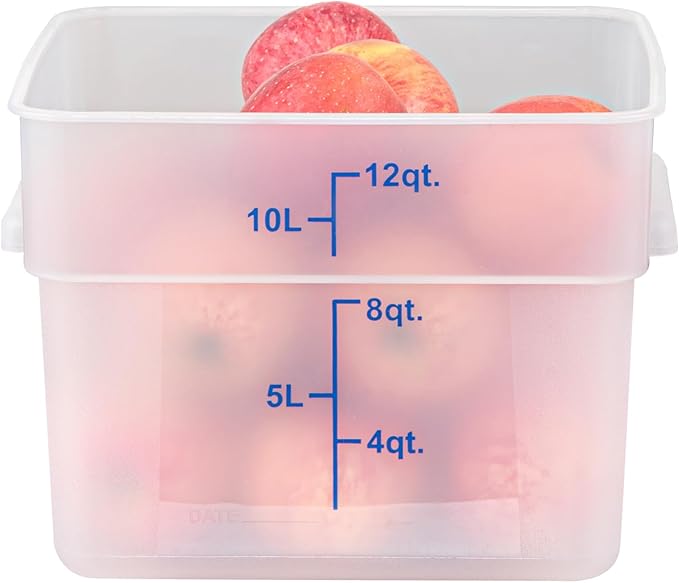 Restaurantware - Met Lux 12 Quart Food Storage Container, 1 Translucent Storage Container - Lids Sold Separately, Blue Volume Markers, Dishwashable Container, Side Handles, For Storing Foods