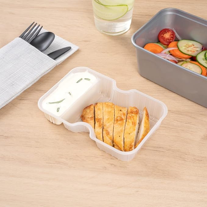 Restaurantware TRAYS ONLY: Futura 10 Ounce Trays For Meal Prep Containers 100 Microwavable Trays For 32 Or 37 Ounce Containers - Containers Sold Separately 2 Compartments White Plastic Food Trays