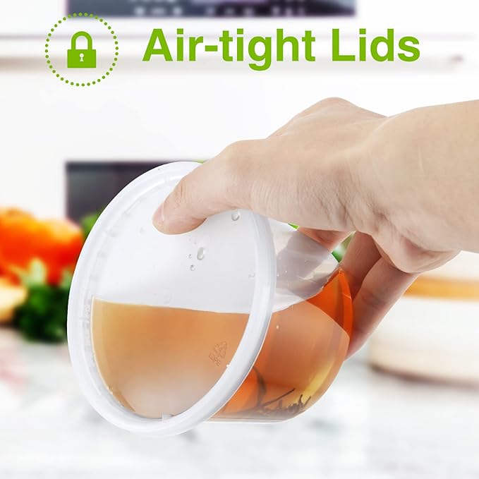 120 Set Deli-Containers-with-Lids: [8oz 16oz 32oz] Combo Plastic-Food-Storage-Containers-with-Lids, Microwaveable & Freezer Safe To-Go-Containers, Leak-proof Meal-Prep-Containers