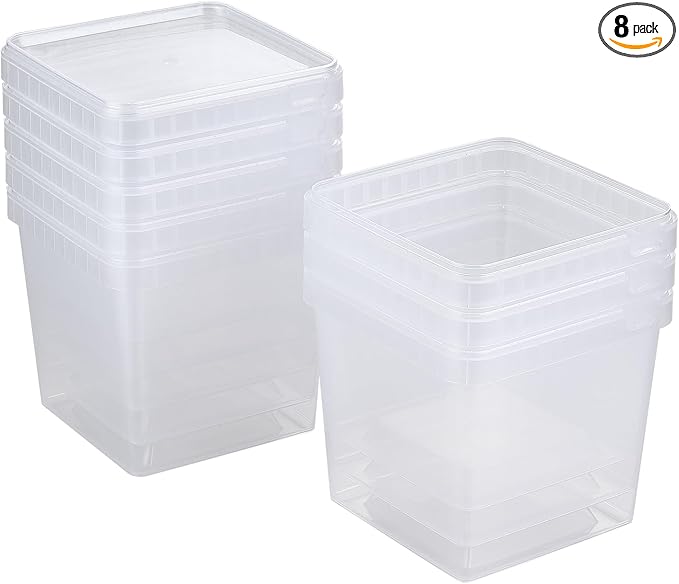101 oz Square Clear Extra Thick Deli Containers with Lids,BPA-Free,Freezer and Microwave Safe Food Storage Containers,Reusable,Meal Prep,Take-out,Restaurant Supplies.(8 Pcs)