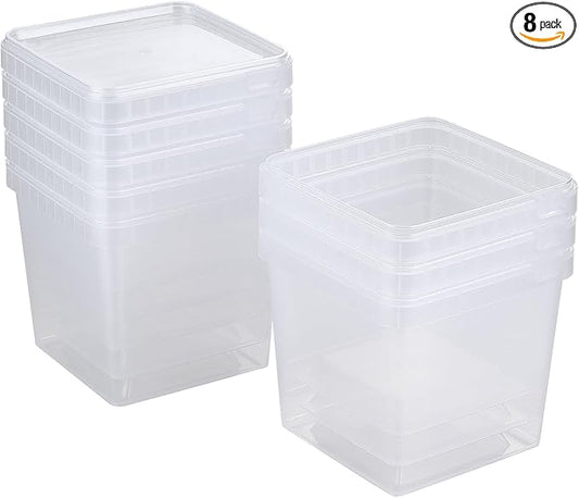 101 oz Square Clear Extra Thick Deli Containers with Lids,BPA-Free,Freezer and Microwave Safe Food Storage Containers,Reusable,Meal Prep,Take-out,Restaurant Supplies.(8 Pcs)