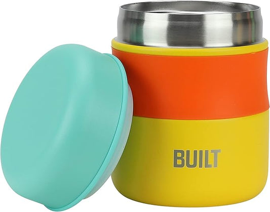 BUILT 10 Ounce Vacuum Insulated Food Jar Tumbler Double Wall Citrus Sunrise Stripe