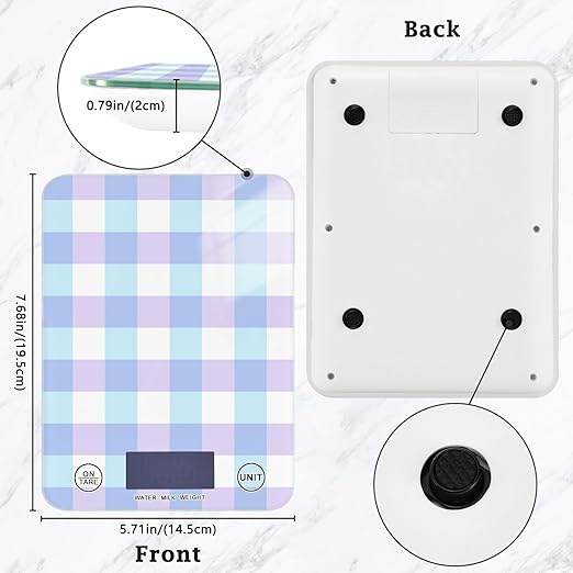 Food Scale Kitchen Scale Food Scales Digital Weight Grams and Ounces Small Electronic Food Scale for Baking Cooking Blue and Purple Plaid