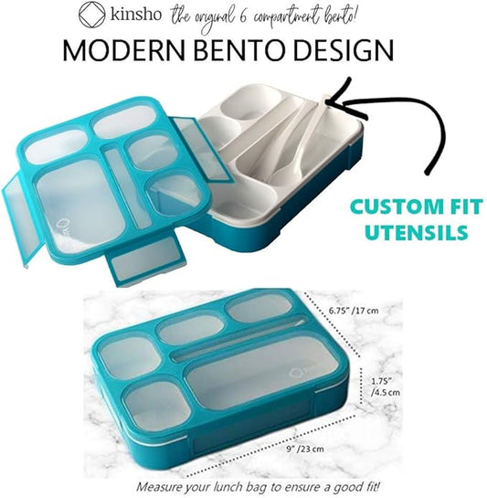 kinsho Bento Lunch Box with 9 Accessories for Kids, Snack Container Set with Food Picks, Silicone Cups, Steel Metal Vegetable Cutter and Utensils.Leakproof Set, BPA Free for Boys Girls Toddlers, Blue