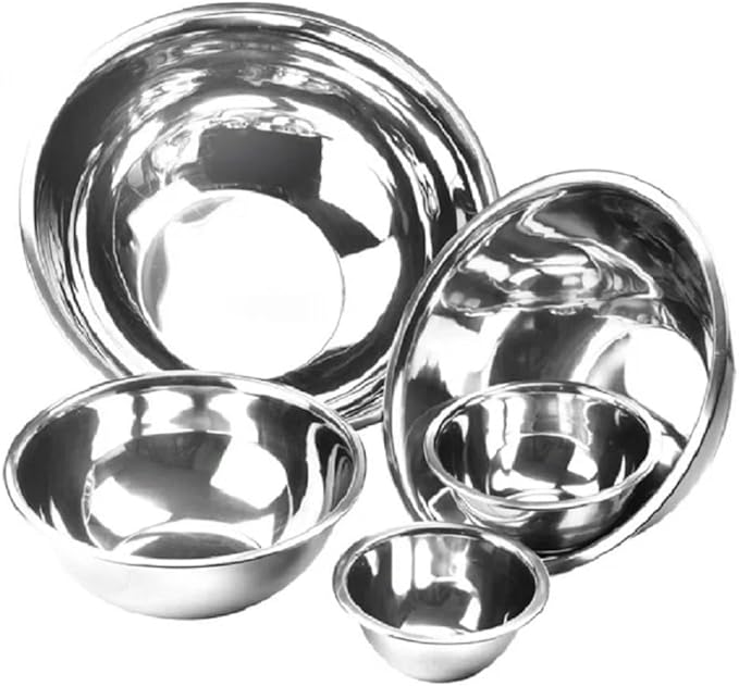 YBM HOME Stainless Steel Mixing Bowls (Set of 5) for Baking, Cooking, and Prepping, Includes 0.5, 0.75, 1.5, 2.5, 3.25 Quart, Stackable for Convenient Storage, 1195-2532-2533-1174-1191set