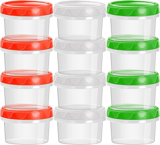 2 oz Plastic Containers with Lids Small Salad Dressing Container To Go Condiment Sauce Dipping Cups Jar Airtight,12-pack