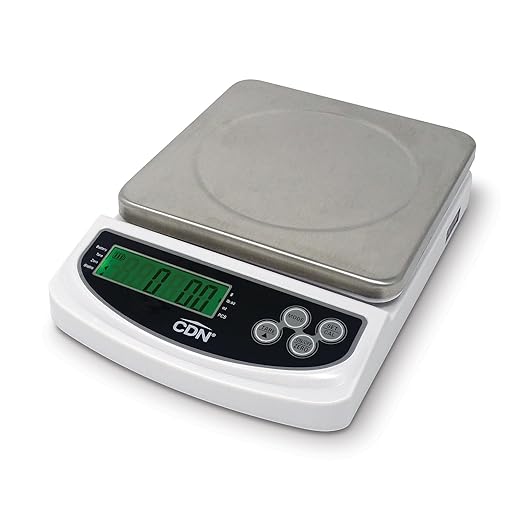 CDN Portable Digital Kitchen Scale 22 lb. Capacity, Backlit Easy-to-Read Display, White - Perfect for Precise Portion Control, Baking, and Meal Prep (SD2206)