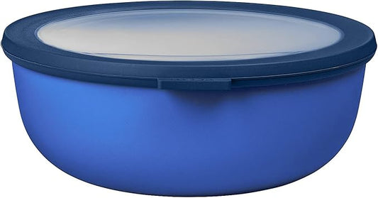 Mepal – Multi Bowl Cirqula Round – Food Storage Container with Lid - Suitable as Airtight Storage Box for the Fridge & Freezer, Microwave Container & Servable Dish – 2250 ml – Vivid blue