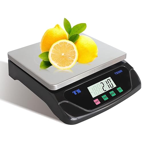 30kg/66bl Digital Kitchen Scales Large Stainless Steel Food Scale Commercial Baking Scale LCD Display for Cooking Food Fruit & Vegetables Bread Meat with Adapter