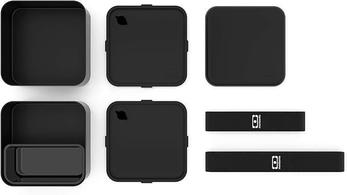 monbento - Large Bento Box MB Square Onyx with Compartments - Leakproof Lunch Box for Work or Meal Prep - BPA Free - Food Grade Safe - Black