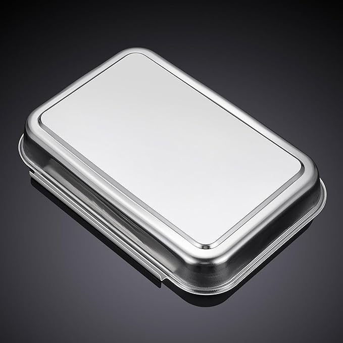 3Pcs Stainless Steel Breading Pans Set, Interlocking Pans for Breading Chicken Breasts,Pork Cutlets,Fish Chips and More (8.5" x 5.8" x 1.2")