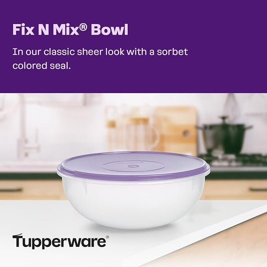 Tupperware Fix-N-Mix 1.7 Gallon Mixing Bowl, Clear with Sorbet Colored Airtight Lid, Dishwasher Safe and BPA Free (6.5 L)