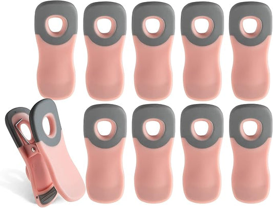 COOK WITH COLOR Cute Bag Clips - Funny Snack Clips, Magnetic Chip Clips for Bags - Kitchen and Food Bag Clips for Airtight Seal for Food Storage, Pink, Pack of 10