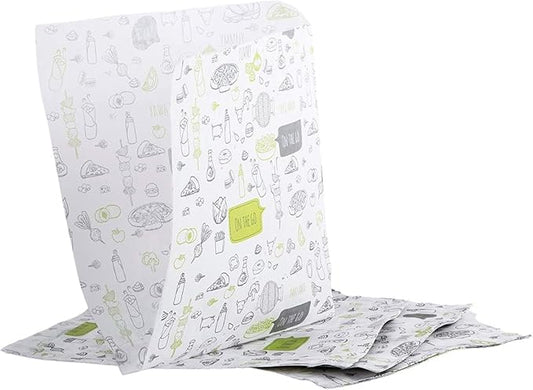 (Pack of 400) Craft Pack Paper Party Merchandise 6.69"" x 6.69"" (17 x 17 cm) White Sack Bags Lunch Storage Container Food For Burgers, Fries