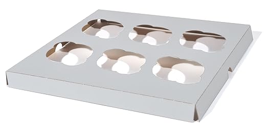 Southern Champion Tray 10013 Clay Coated Kraft Paperboard 6-ct Cupcake Insert, 9-7/8" Length x 9-7/8" Width x 7/8" Height (Case of 200),White