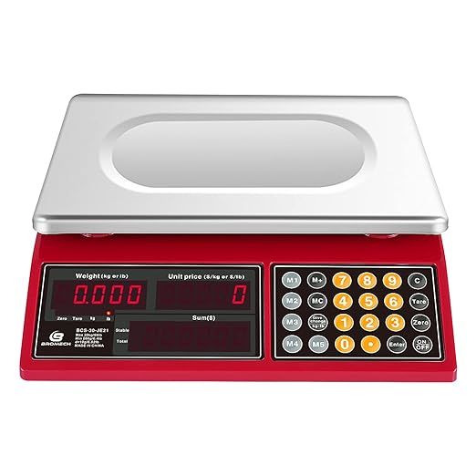 Price Computing Scale 66lb Digital Rechargeable Commercial Weight for Produce Food Meat Fruit Vegetable with Dual Large Display, Give Change Function and 5 Direct Plus Included, Not for Trade