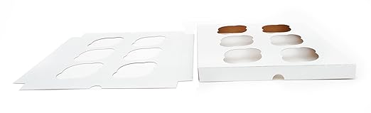 Southern Champion Tray 10013 Clay Coated Kraft Paperboard 6-ct Cupcake Insert, 9-7/8" Length x 9-7/8" Width x 7/8" Height (Case of 200),White