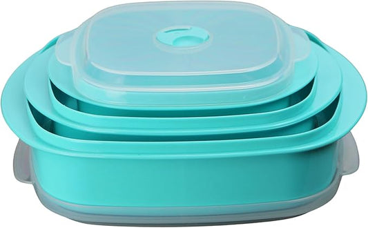 Reston Lloyd Calypso Basics Microwave Cookware, Steamer and Storage Set, Turquoise, Multiple Sizes, 6-Piece