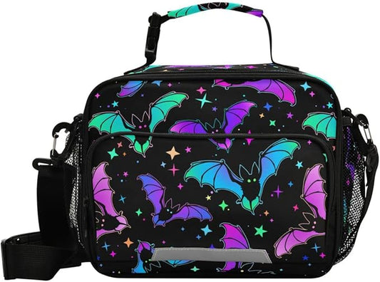 MNSRUU Unisex Insulated Lunch Bag, Bat 12, Fabric, 11"x4.33"x 9.05", Ample Storage Space, Keeps Food Warm, Lightweight, Portable, Suitable for Kids, Friends, Family