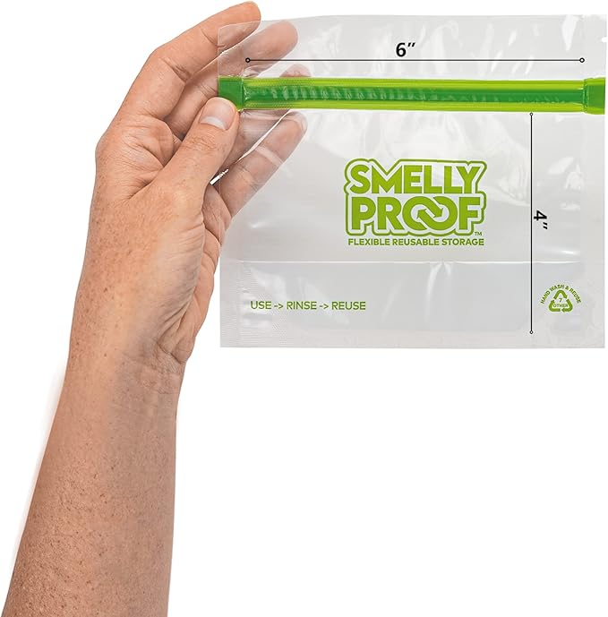 10 x Expandable Stand-Up & Fill REUSABLE Storage Bags for Food Designed & Mfg in US by Smelly Proof, NO PEVA, BPA FREE, Reusable Snack Bags, Dishwasher-Safe, Clear 3 mils STAND & FILL 6" x 4" - 10pk