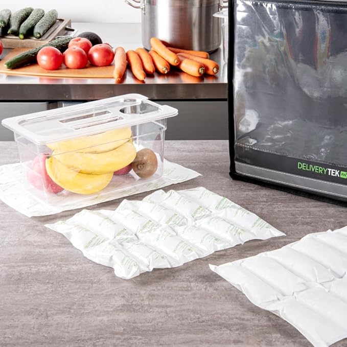 Restaurantware Delivery Tek 15.4 x 11.4 Inch Ice Sheets 10 Durable Cold Packs - Easy-To-Use Design Leakproof Plastic Shipping Ice Packs Reusable For Frozen Meat Vegetables or Beverages